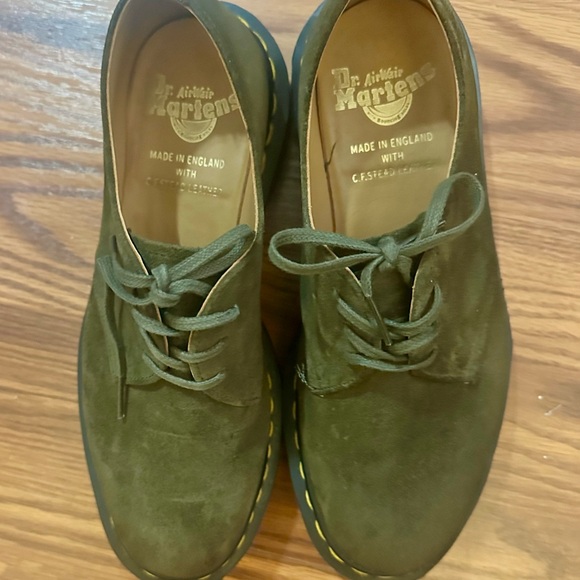 Dr. Martens Green Suede Oxfords with Air-Cushioned Soles